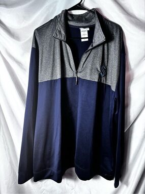 NHL Seattle Kracken Navy and Gray Zip-Up Pullover
